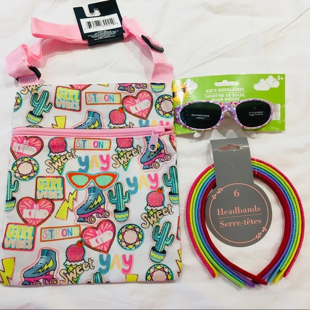 CROSSBODY HEARTS & SUNGLASSES & 6 HEADBANDS!